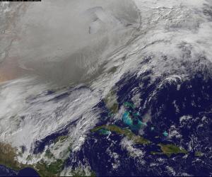 This is what the Polar Vortex looks like from space!  I got this from NASA's twitter feed.  Look at me, using Twitter!